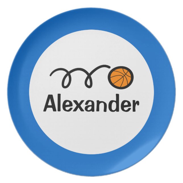 Personalised kids plate | Basketball for boys (Front)
