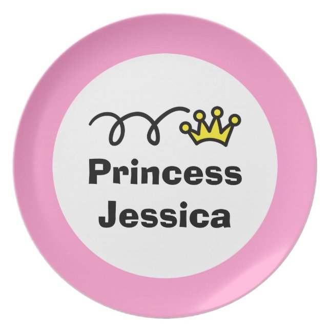 Personalised kids plate | Girl princess crown (Front)