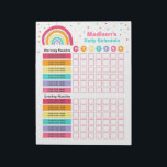 Personalised Kids Rainbow Daily Schedule Routine Notepad<br><div class="desc">Personalised Kids Rainbow Daily Schedule Routine Notepad</div>