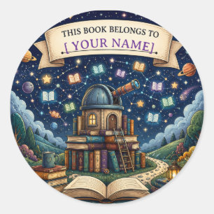 Personalised Kids Reading Adventure Bookplate Classic Round Sticker