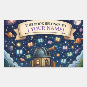 Personalised Kids Reading Adventure Bookplate Rectangular Sticker
