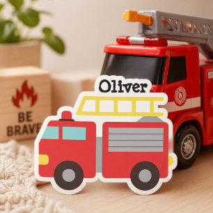 Personalised Kids Red Fire Truck Stickers