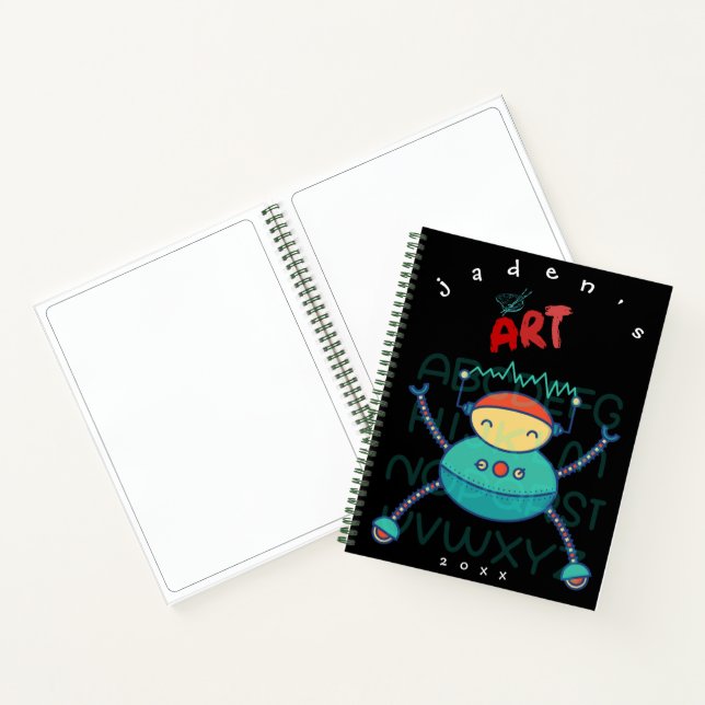 Personalised Kids Robot Drawing & Activity Book (Inside)