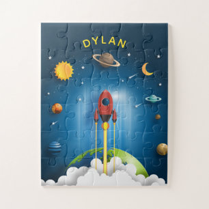 Personalised Kids' Rocket Ship Jigsaw Puzzle