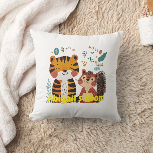 Personalised Kids Room with Cute Animals Cushion (Blanket)