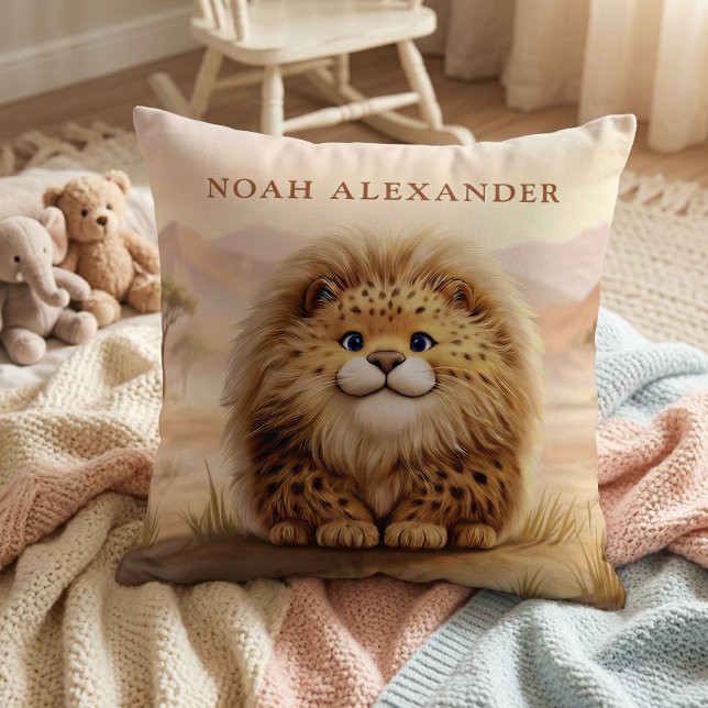 Personalised Kids Safari Cute Fluffy Leopard  Cushion (Creator Uploaded)