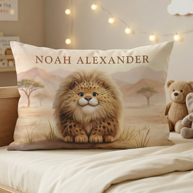 Personalised Kids Safari Cute Fluffy Leopard  Pillowcase (Creator Uploaded)