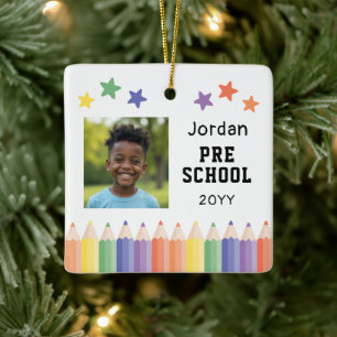 Personalised Kids School Colourful Photo Keepsake Ceramic Ornament