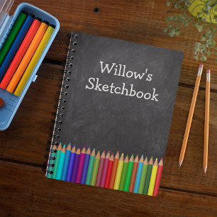 Personalised Kid's Sketchbook Pencils Notebook