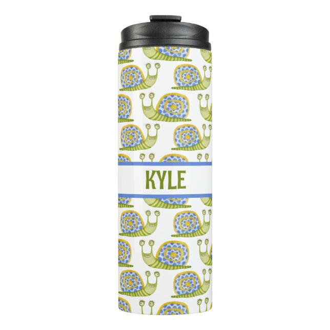 Personalised Kid's Snail Patterned Thermal Tumbler (Front)