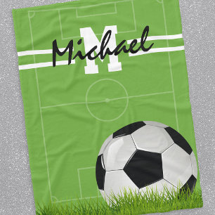 Personalised Kids Soccer Football Fleece Blanket
