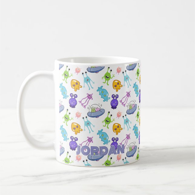Personalised Kids Space Aliens  Coffee Mug (Left)