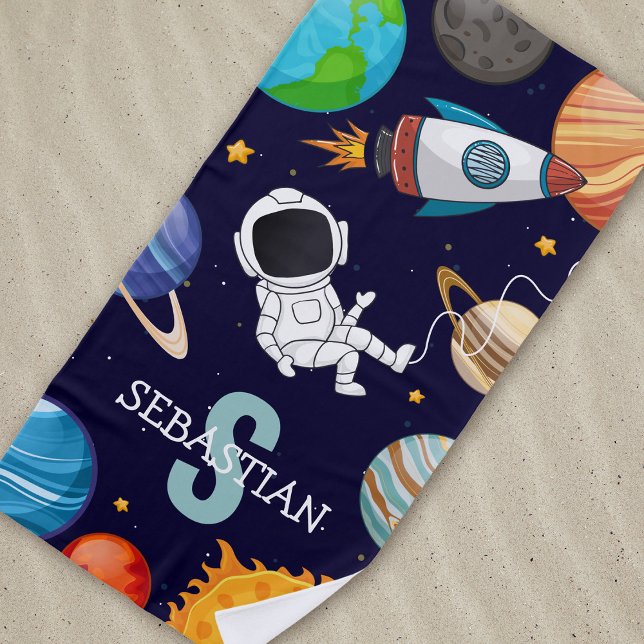 Personalised Kids Space Astronaut Summer Beach Towel (Creator Uploaded)