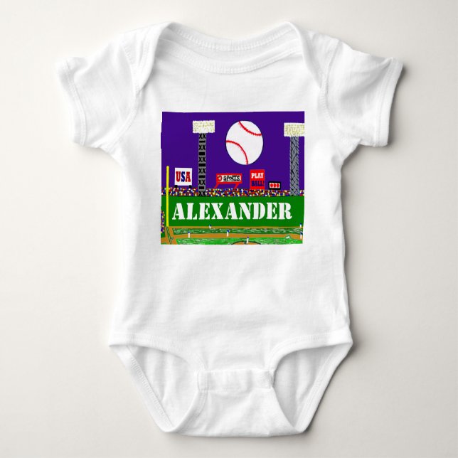 Personalised Kids Sports Baby Gift Baseball Tshirt (Front)