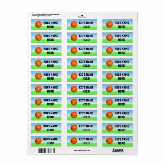 Personalised Kid's Sports Basketball Name School Return Address Label