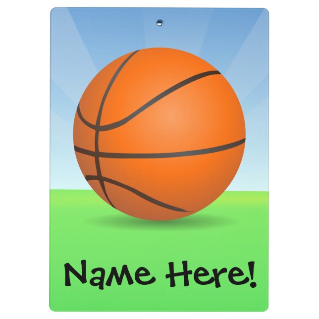 Personalised Kid's Sports Basketball Sunny Day Clipboard (Back)