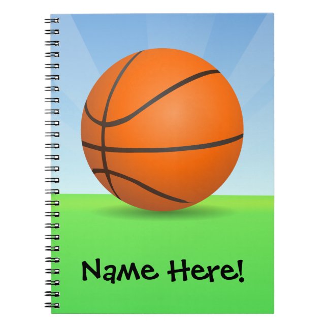Personalised Kid's Sports Basketball Sunny Day Notebook (Front)