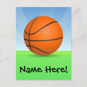 Personalised Kid's Sports Basketball Sunny Day Postcard