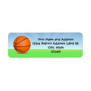 Personalised Kid's Sports Basketball Sunny Day Return Address Label