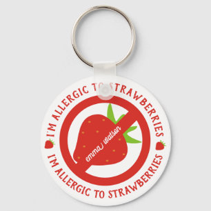 Personalised Kids Strawberry Allergy Alert  Key Ring