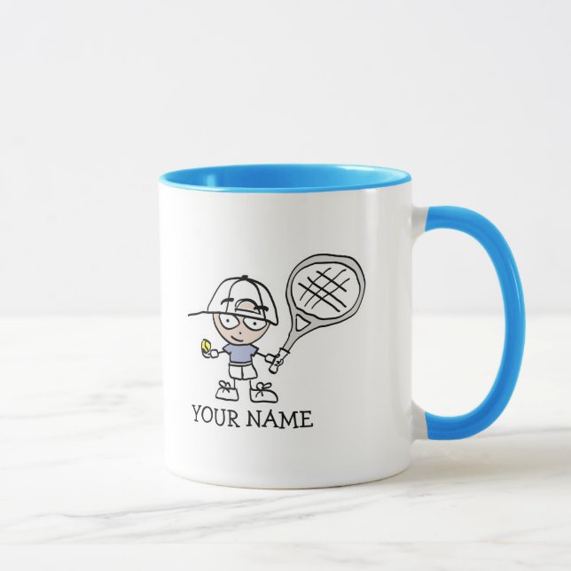 Personalised kids tennis player mug for children (Right)
