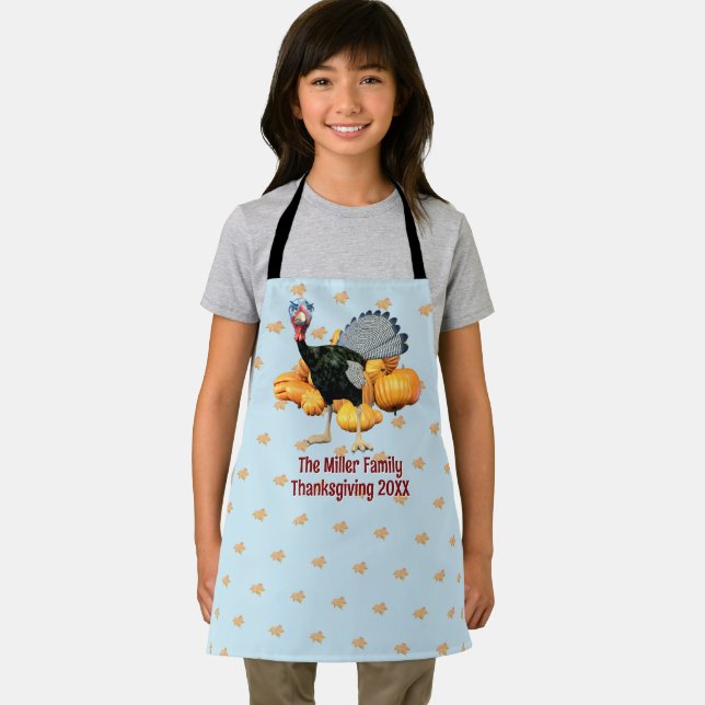 Personalised Kids Thanksgiving Turkey Kitchen Fun Apron (Insitu)
