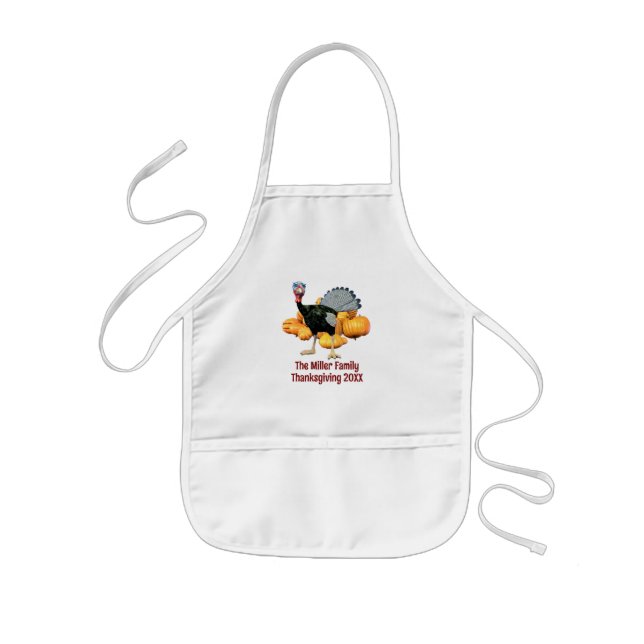 Personalised Kids Thanksgiving Turkey Kitchen Help Apron (Front)