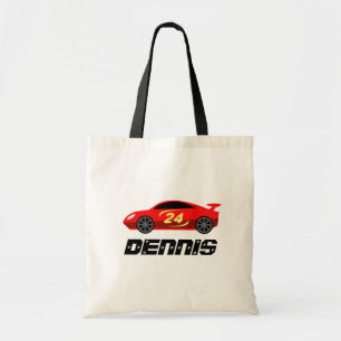 Personalised kid's tote bag with cute toy race car