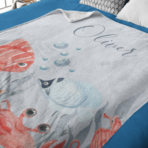 Personalised Kids Under The Sea Fleece Blanket