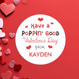 Personalised Kids Valentine Day Treat   Classic Round Sticker