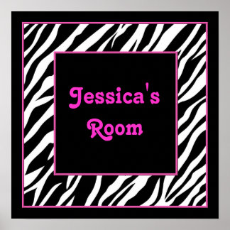 Personalised Kids Wall Decor - Zebra and Pink