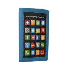 Personalised kids wallet with colourful app icons