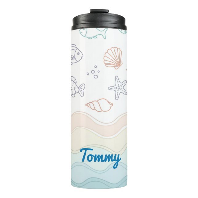 Personalised Kids Water Bottle – Ocean Theme (Front)