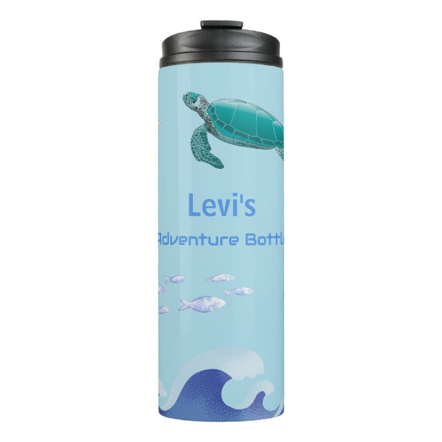 Personalised Kids Water Bottle – Ocean Theme (Front)