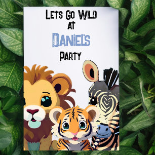 Personalised Kids Wild Animal Party Invitation