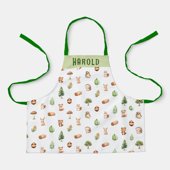 Personalised Kids Woodland Apron (Front)