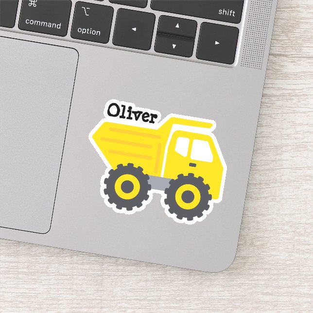 Personalised Kids Yellow Dump Truck Stickers (Detail)