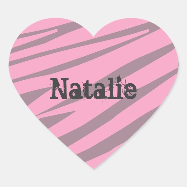 Personalised Kids Zebra Heart Stickers (Front)