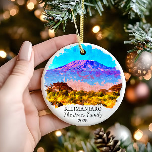 Personalised Kilimanjaro Ornament, Tanzania Gift Ceramic Ornament
