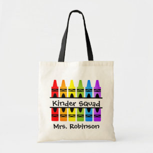 Personalised Kinder Squad Crayon Teacher Tote Bag