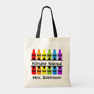 Personalised Kinder Squad Crayon Teacher Tote Bag