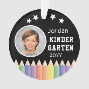 Personalised Kindergarten Colourful Photo Name Ornament