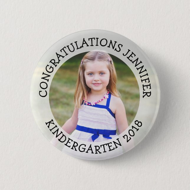 Personalised Kindergarten Graduate Photo Button (Front)