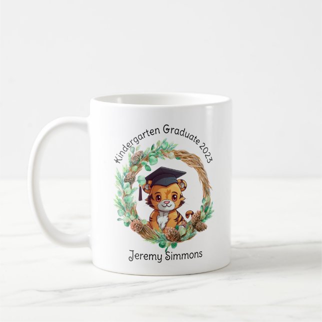 Personalised Kindergarten Graduation Tiger Cub Coffee Mug (Left)