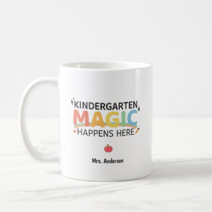 Personalised Kindergarten Magic Happens Here Coffee Mug