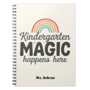 Personalised Kindergarten Magic Happens Here Notebook