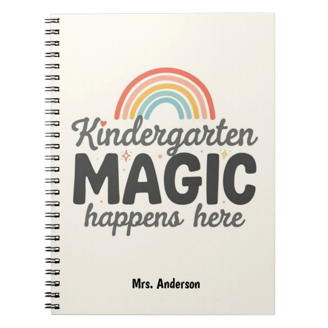 Personalised Kindergarten Magic Happens Here Notebook (Front)