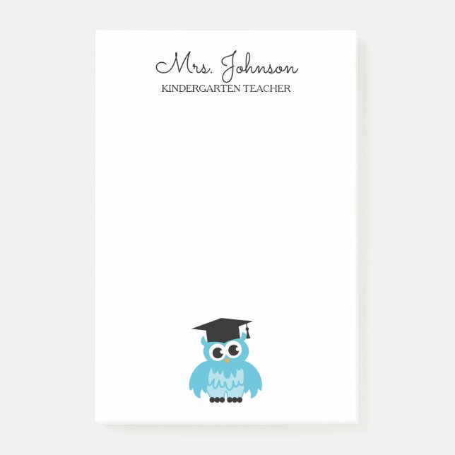 Personalised kindergarten school teacher funny owl post-it notes (Front)