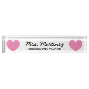 Personalised kindergarten school teacher heart nameplate