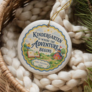Personalised Kindergarten Teacher Adventure Gift Ceramic Ornament